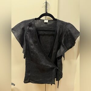 Wilfred Sheer Wraparound Linen Top // Size Small